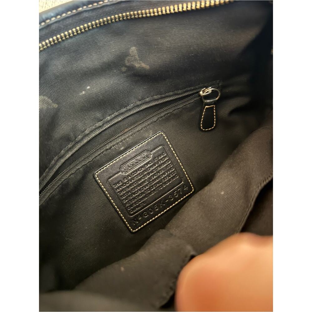 VTG Y2K COACH Soho Slim Duffle Shoulder Bag Buckle Black Signature Jacquard 3574 - Picture 6 of 8